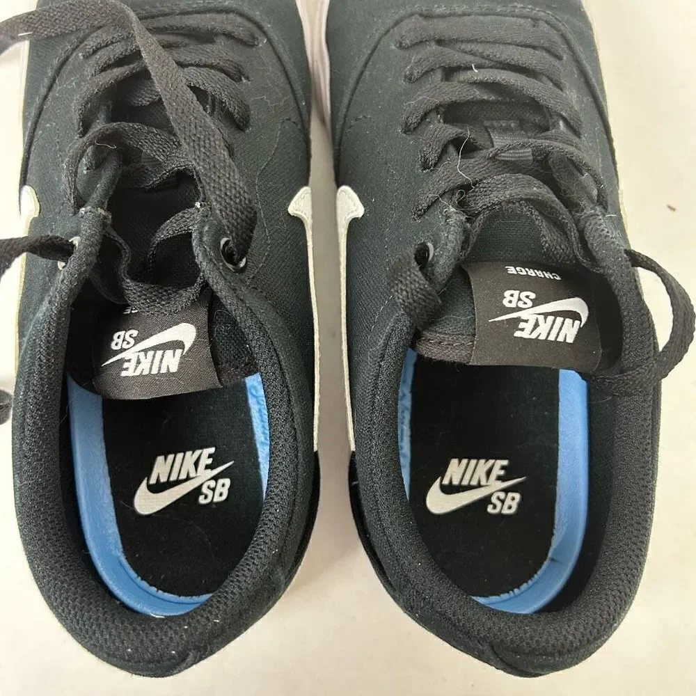 Nike SB Charge canvas skateboarding shoe sneaker CD6279-002 Size 7.5 black white